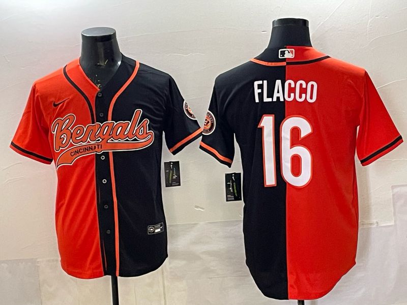 Men Cincinnati Bengals #16 Flacco black Orange Joint Name 2025 Nike Limited NFL Jersey style 7